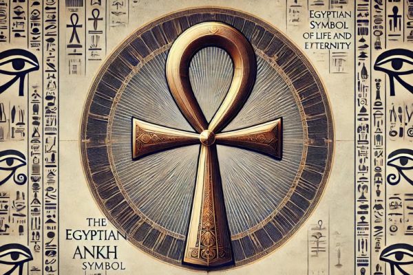 Egyptian Ankh Symbol A point by point portrayal of the Egyptian Ankh symbol, addressing timeless life, with multifaceted hieroglyphic examples behind the scenes.