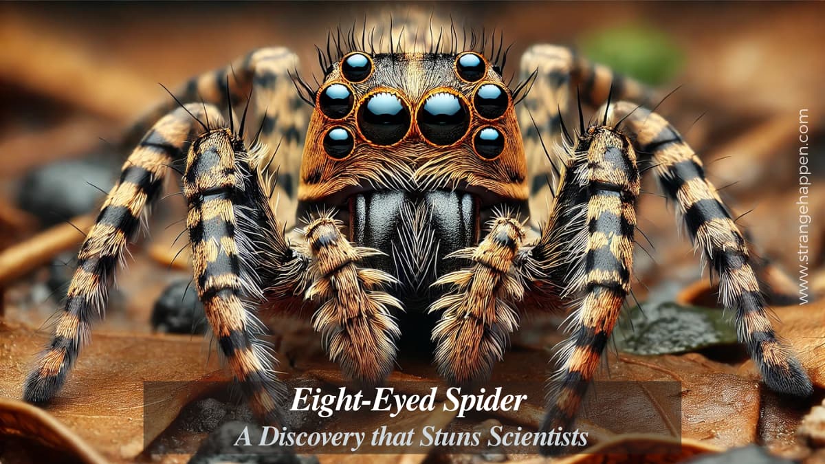Close-up of aneight-eyed spider with everyone's eyes plainly noticeable, exhibiting its one of a kind eye design and furry surface.
