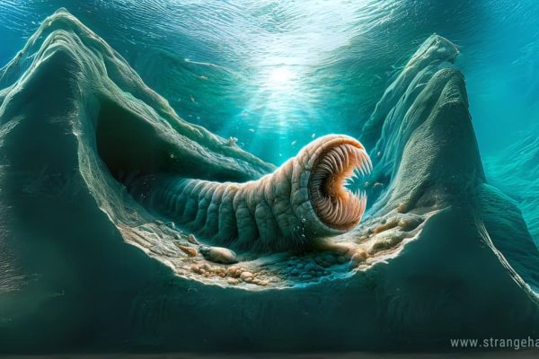 Lithoredo Abatanica A Rock-Eating Worm A submerged portrayal of Lithoredo Abatanica A Rock-Eating Worm like mollusk, drilling into limestone rock in the Abatan Stream, making burrows encompassed by little fish and oceanic life.
