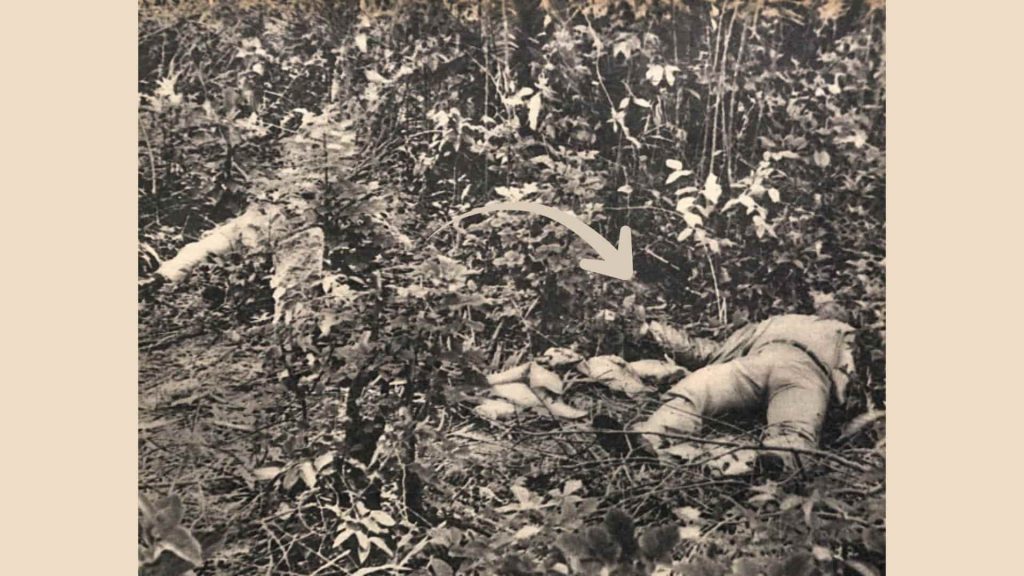 Lead Masks Case: Bodies at the Scene Archival photograph of the bodies at the Morro do Vintรฉm scene in the 1966 Lead Masks Case.